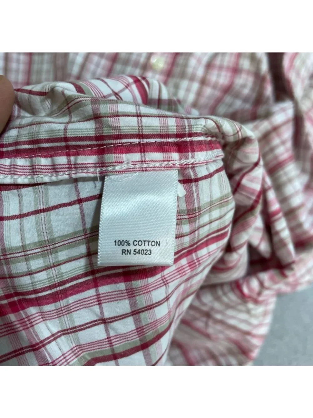 Banana Republic Men's 16 Slim Fit Short Sleeve Red Plaid Button-Down Shirt F1373